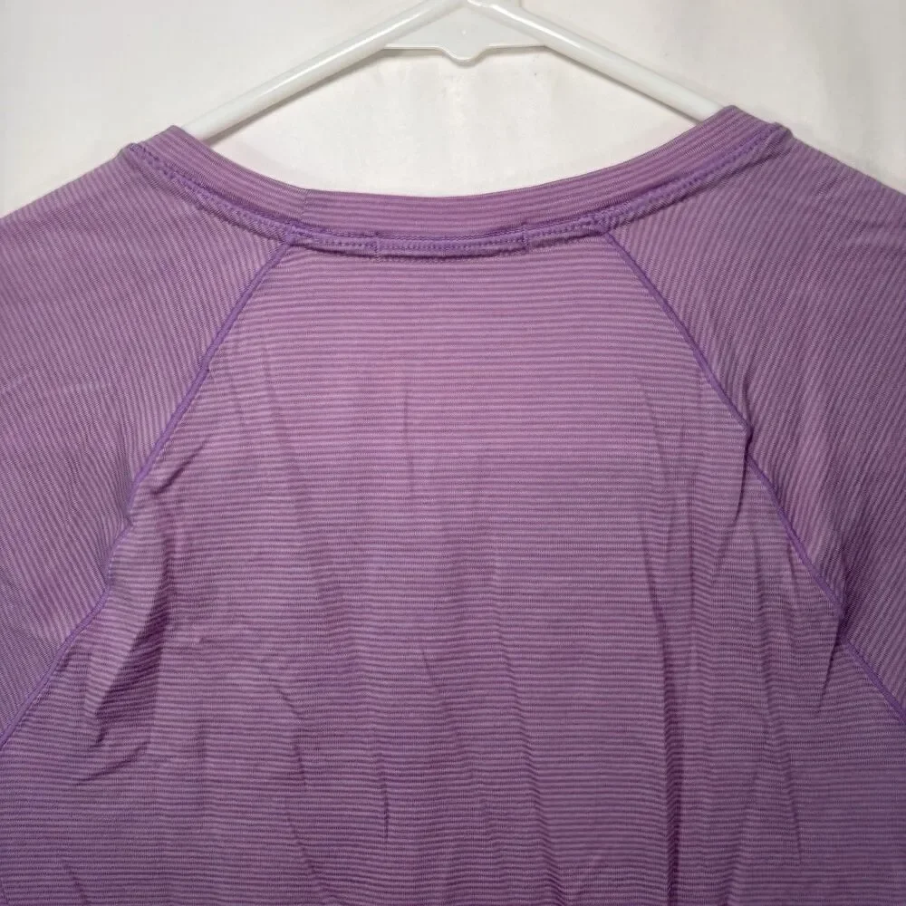 Smartwool Base Layer T Shirt Top Womens Size Small Purple Striped Merino Wool - Picture 9 of 10